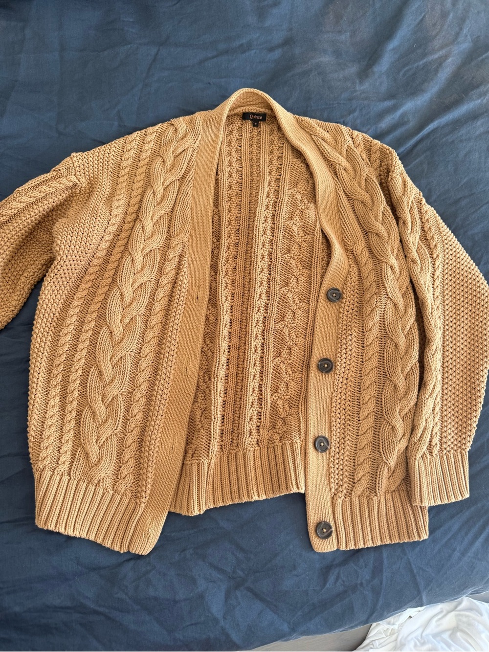 Quince Organic Cotton Oversized Cable Cardigan - Picture 4 of 8